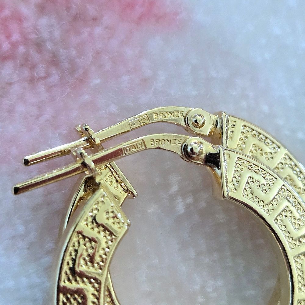 Mia Fiore Gold💛 Greek🇬🇷 Key🔑 Hoop Earrings - Picture 9 of 16